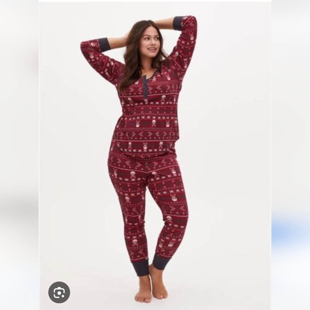Torrid Skull Fair Isle PJ Waffle Top - Picture 3 of 10